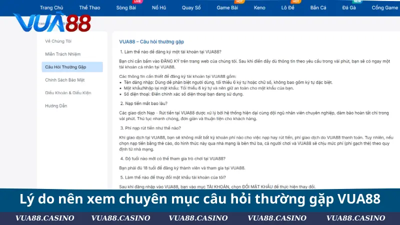 Câu Hỏi Thường Gặp VUA88 - Giải Đáp Mọi Thắc Mắc Chi Tiết Lý do nên xem chuyên mục câu hỏi thường gặp tại VUA88