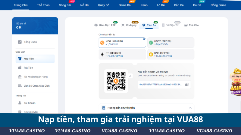 Hướng Dẫn Tham Gia VUA88 - Quy Trình Đơn Giản, An Toàn Nạp tiền, tham gia trải nghiệm tại VUA88