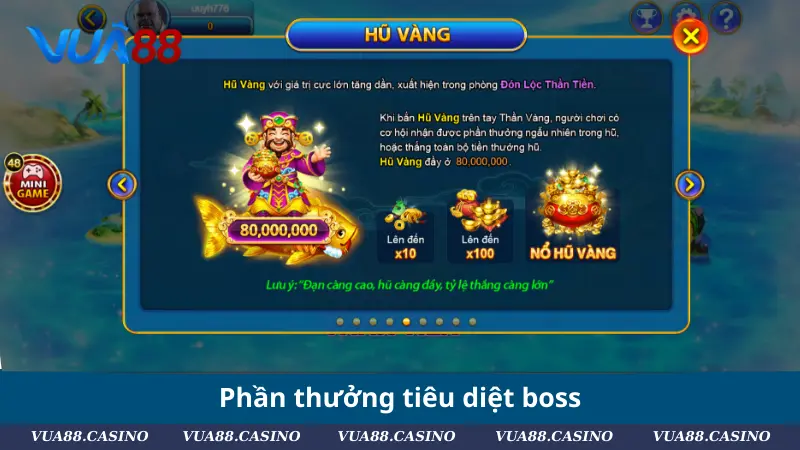 Bắn Cá Tiên Cá - Săn Cá Kịch Tính, Đổi Thưởng Hấp Dẫn Phần thưởng tiêu diệt boss