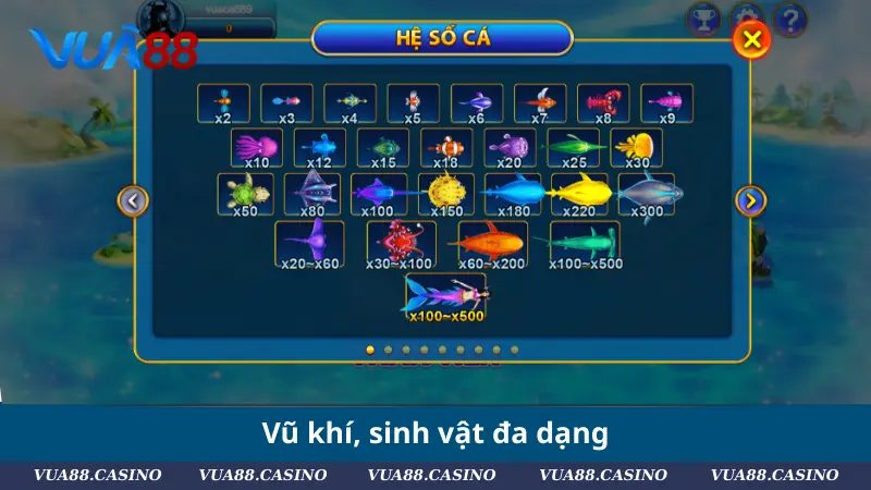 Bắn Cá Thần Tài - Chinh Phục Đại Dương Nhận Thưởng Lớn Vũ khí, sinh vật đa dạng